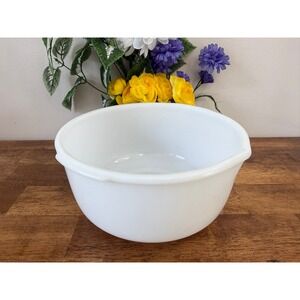 Vintage Glasbake 96 oz Milk Glass Mixing Bowl Sunbeam Large Farmhouse Kitchen